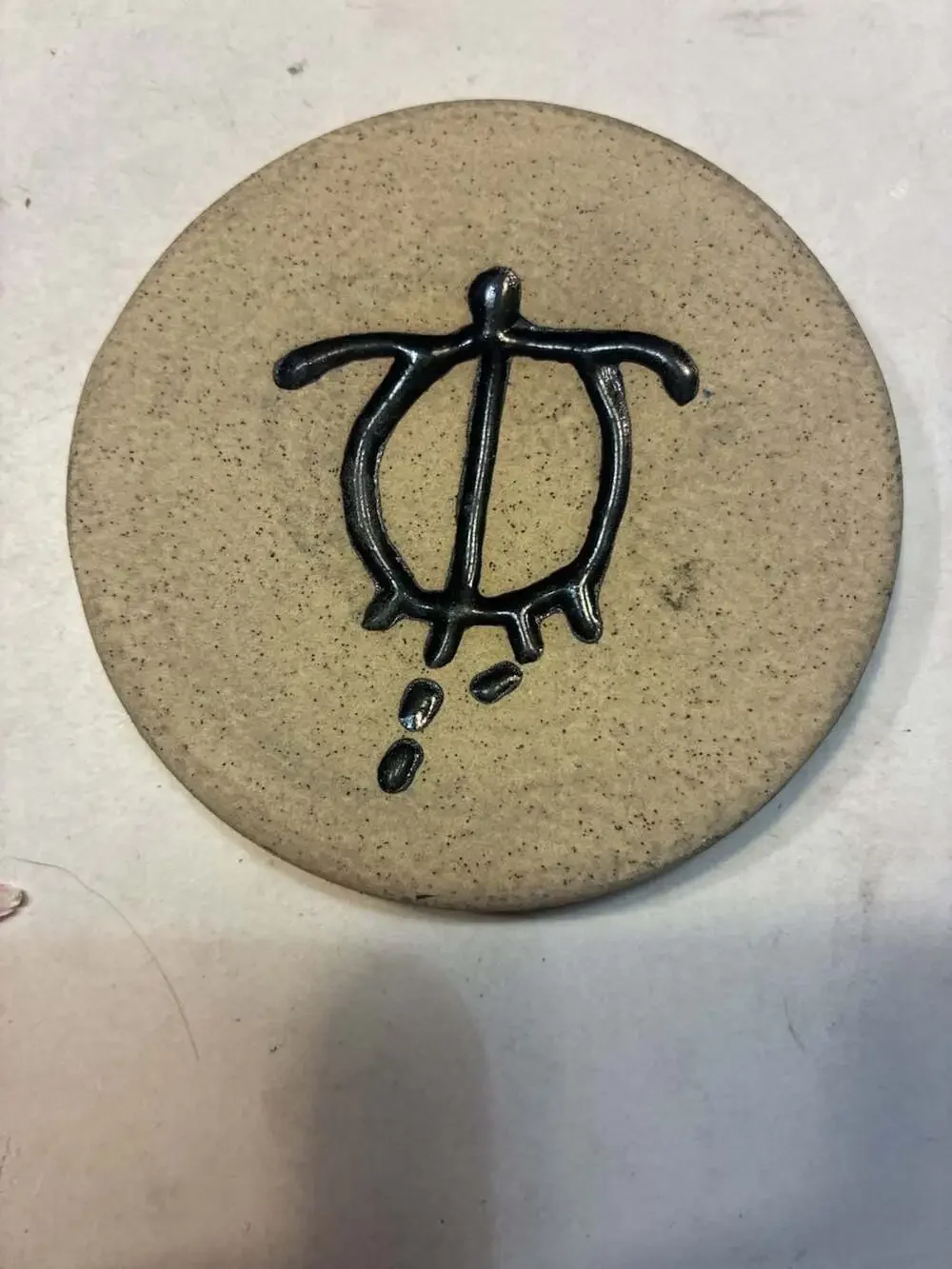 Set of 4 Artisan Ceramic Petroglyph Coasters